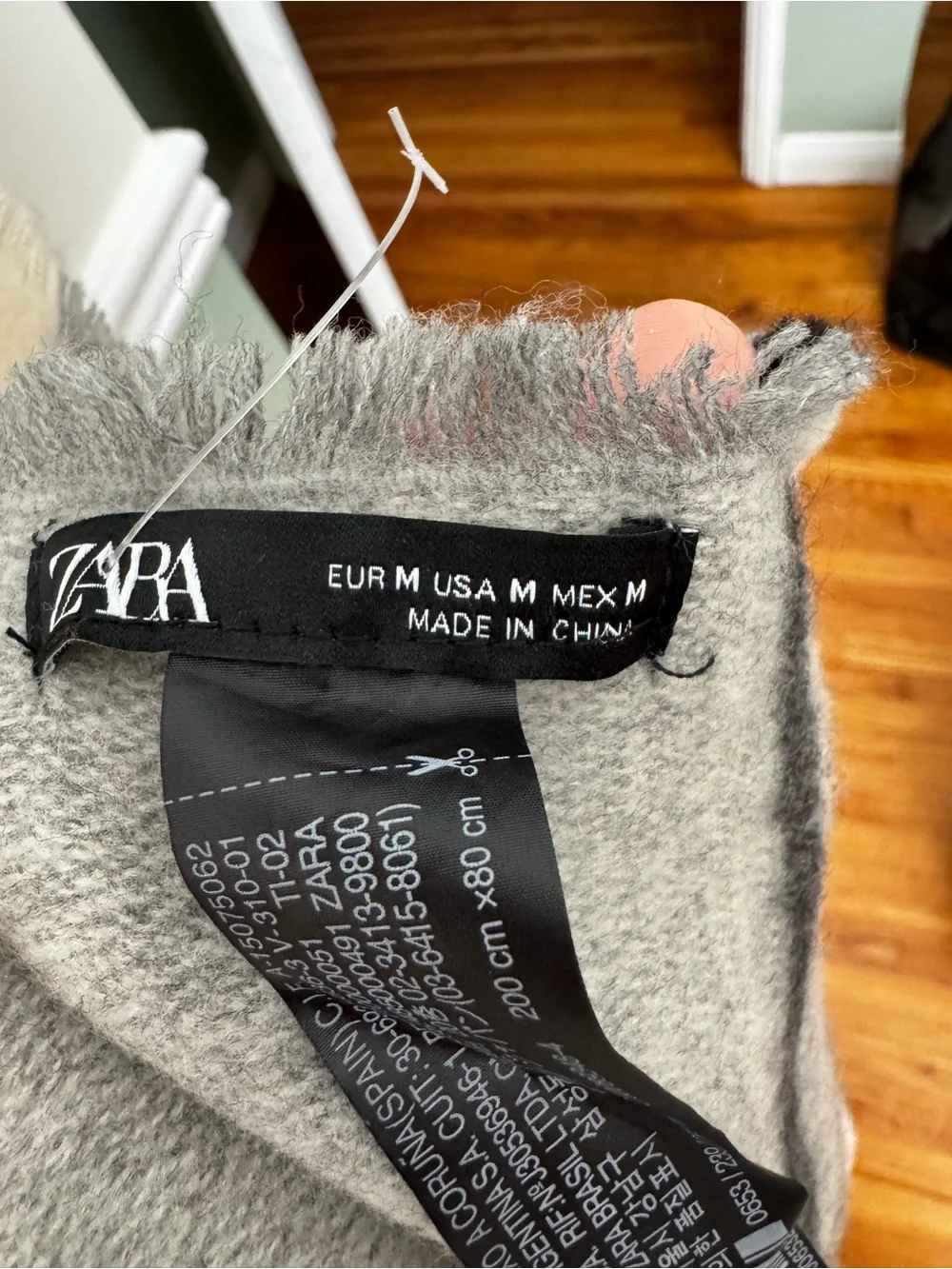 Zara Cream and Gray Plaid Scarf